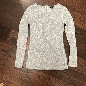 Xxs j crew light gray knit inside long sleeve, slit cut w/zipper on back.